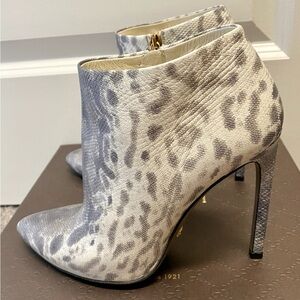 Gucci Gray Leopard Heeled Boots